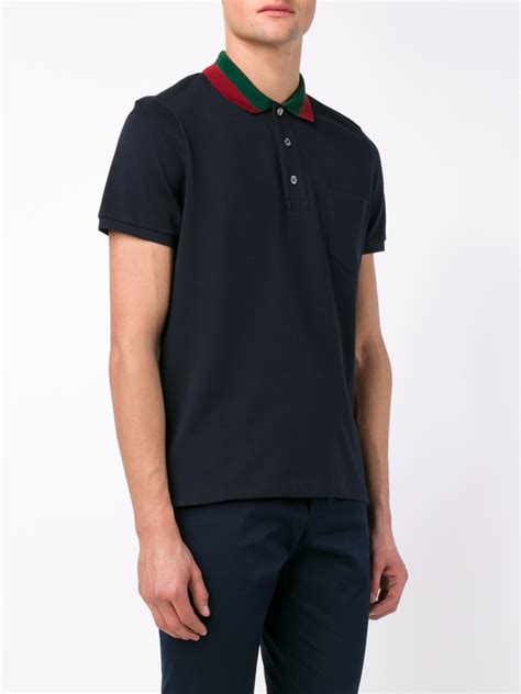 gucci shirt collar design|Gucci navy striped polo shirt.